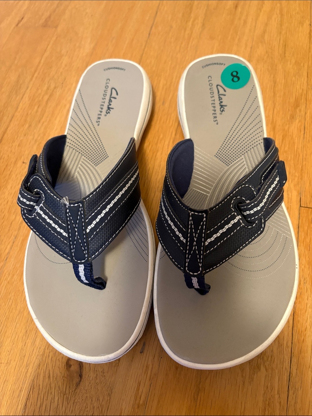 Clarks Navy and Gray Women's Thong Sandals